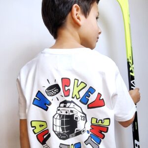 T-shirt enfant HOCKEY FAMILY de couleur blanc et personnalisable avec le numéro de joueur de l'enfant.